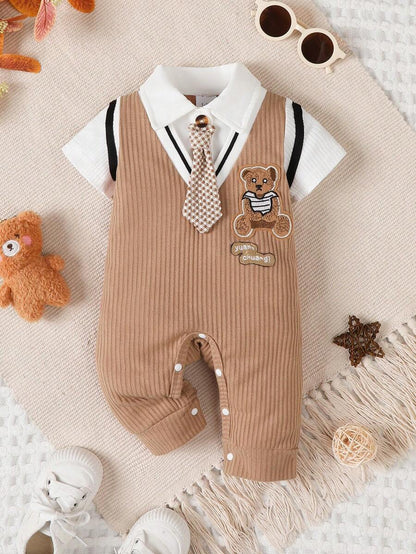 Baby Boy Gentleman Bear Jumpsuit – Birthday Outfit