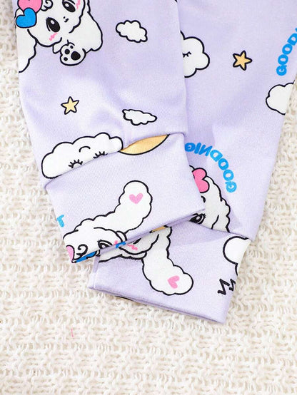 Girls Bunny Print Pajama Set – Short Sleeve & Leggings