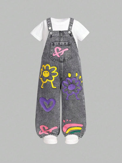SHEIN Girls' New Denim Jumpsuit