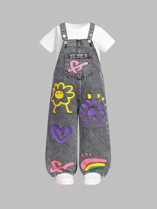 SHEIN Girls' New Denim Jumpsuit