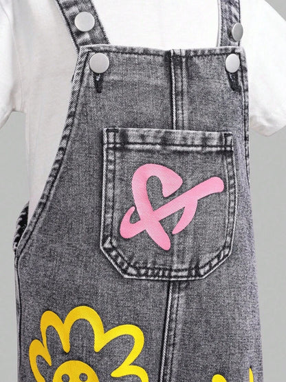 SHEIN Girls' New Denim Jumpsuit